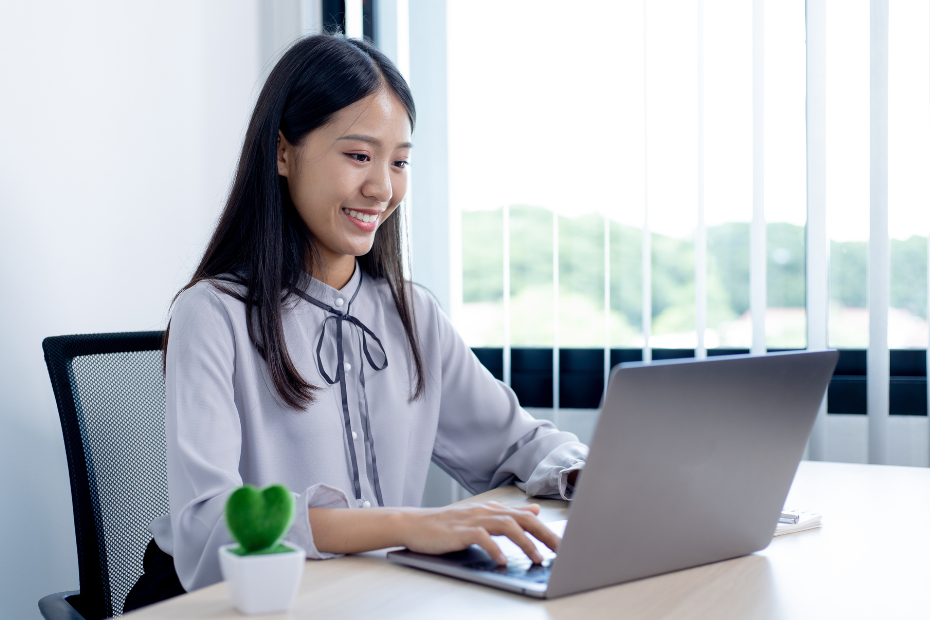 Woman using a laptop